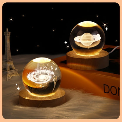 Lampe De Nuit En Cristal 3D Avec Boule En Verre Galactique