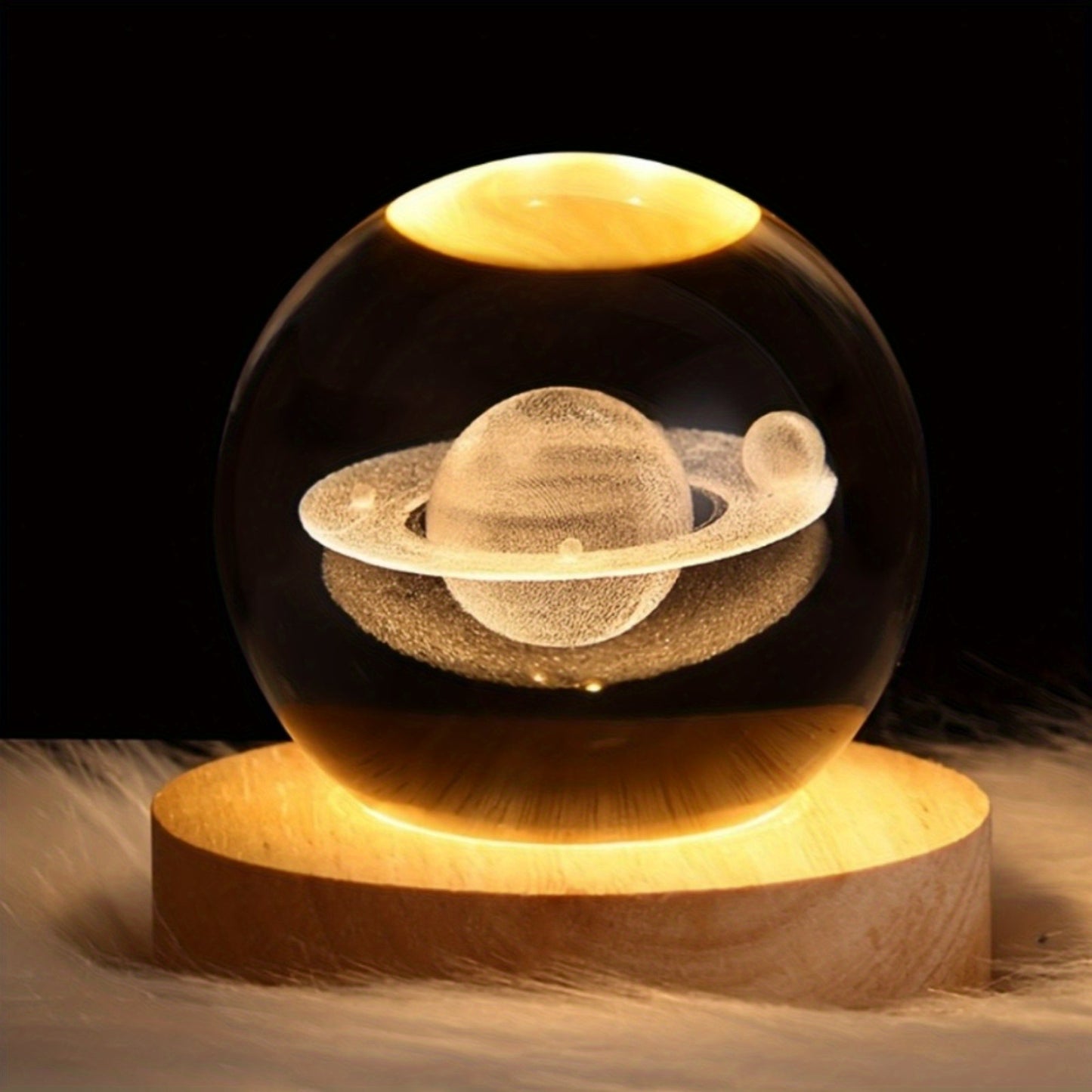 Lampe De Nuit En Cristal 3D Avec Boule En Verre Galactique