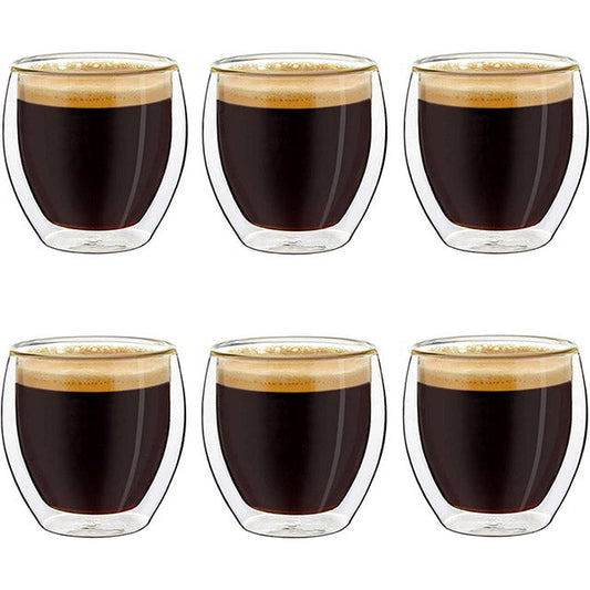 Lot de 6 Tasses à Café Verre en Double Paroi - Espresso